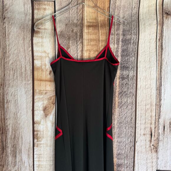 Taboo Dress Y2K Large Vintage Event Black Red Trim Asymmetrical Vampirecore - Picture 5 of 8